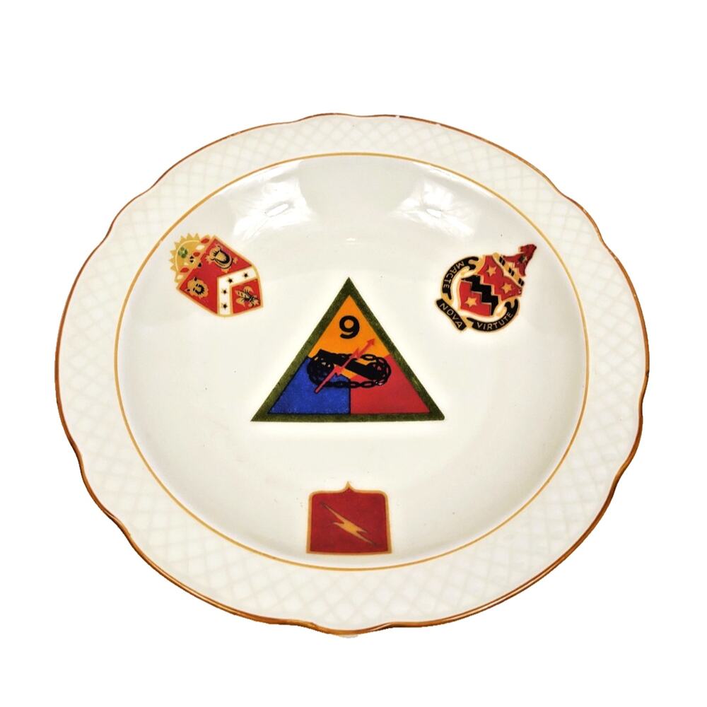 VTG WWII Army Schumann Bavaria Dish 3rd Armored 9th Div 3rd 16th 73rd Artillery